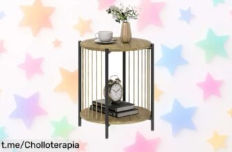 Mesa auxiliar redonda HOMCOM con dos estantes y diseño bohemio a precio loco, un detalle irresistible para tu hogar que no querrás perderte. ¡Hazla tuya antes de que se agote!