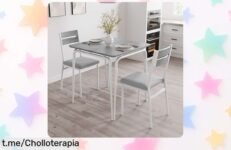 Mesa comedor con 2 sillas GarveeMore, diseño compacto y plegable a un precio de ganga que transforma cualquier rincón en un espacio estiloso. ¡No te quedes sin el tuyo!