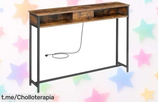 Mesa consola VASAGLE con enchufes y USB: el ofertón que no ves todos los días, ahorra espacio y lleva tu carga al siguiente nivel. ¡No te quedes sin ella!