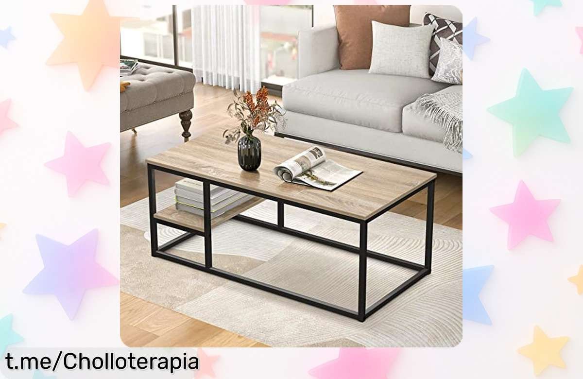 Mesa de centro VOWNER, ideal para mantener tu sala ordenada con su diseño rústico y a un precio deslumbrante que no querrás dejar pasar. ¡Hazte con ella ya!