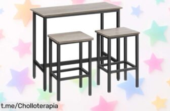Mesa de desayuno con 2 taburetes VASAGLE que se guarda en un abrir y cerrar de ojos, ¡chollazo ideal para espacios pequeños! Aprovecha este ofertón antes que desaparezca.