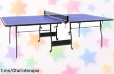 Mesa de pingpong plegable SPORTNOW, ¡ofertón para unas partidas épicas en casa! Montaje instantáneo y fácil movilidad, no dejes pasar este chollazo y juega ya con tus amigos.