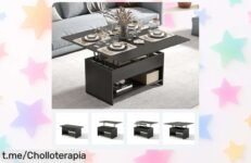 Mesa elevable y extensible Manora para el salón, ¡descubre la magia de sus compartimentos secretos y llévala a casa antes de que desaparezca este ofertón increíble!
