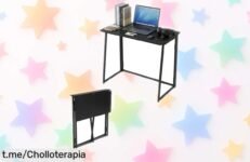 Mesa escritorio plegable Soayone para gaming y teletrabajo, súper estable y fácil de montar a un precio loco que no volverás a ver. ¡No te quedes sin la tuya!