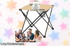 Mesa plegable Eojpdji para camping, súper resistente y con portavasos, antes a precio alto ¡ahora regalada! No dejes pasar esta oportunidad genial de disfrutar al aire libre.