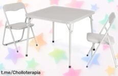 Mesa y sillas plegables GarveeMore para peques, un ofertón que transforma cualquier rincón en el lugar perfecto para jugar y disfrutar al máximo. ¡No dejes pasar esta oportunidad!