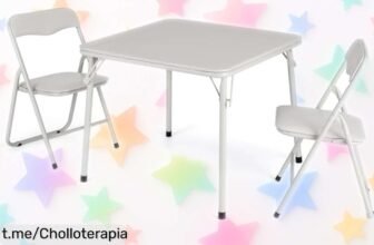 Mesa y sillas plegables GarveeMore para peques, un ofertón que transforma cualquier rincón en el lugar perfecto para jugar y disfrutar al máximo. ¡No dejes pasar esta oportunidad!