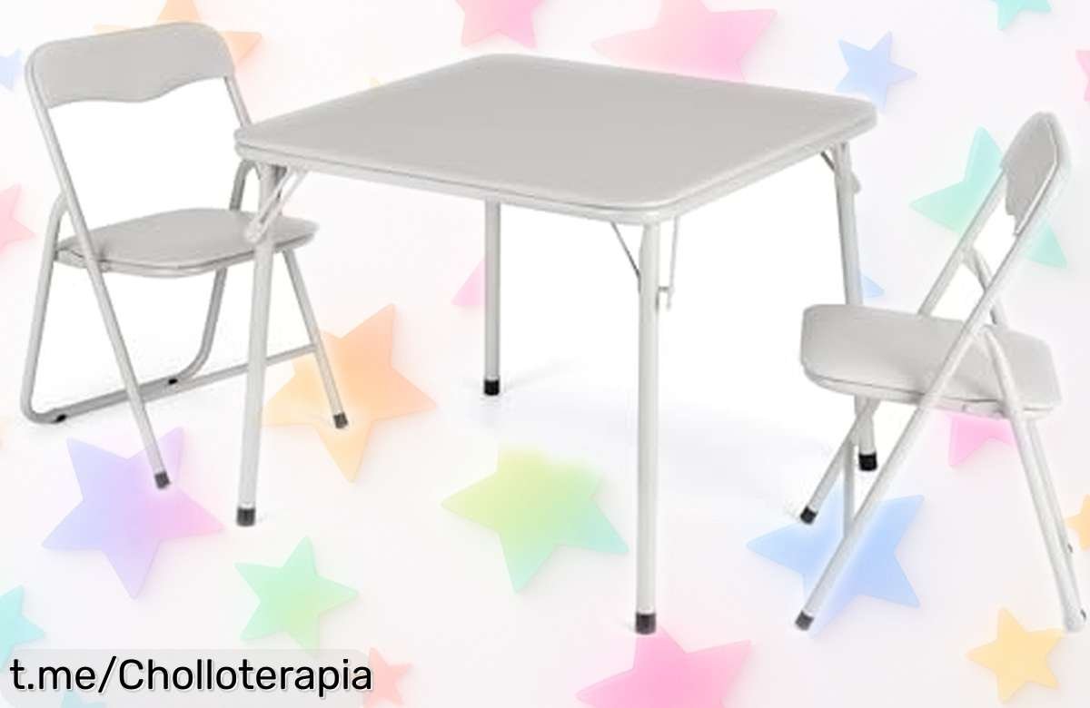 Mesa y sillas plegables GarveeMore para peques, un ofertón que transforma cualquier rincón en el lugar perfecto para jugar y disfrutar al máximo. ¡No dejes pasar esta oportunidad!