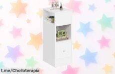 Mesita de noche EUGAD con cajón, perfecta para rincones pequeños; aprovecha este ofertón y dale un toque moderno a tu hogar antes que se acabe. ¡No te lo pierdas!