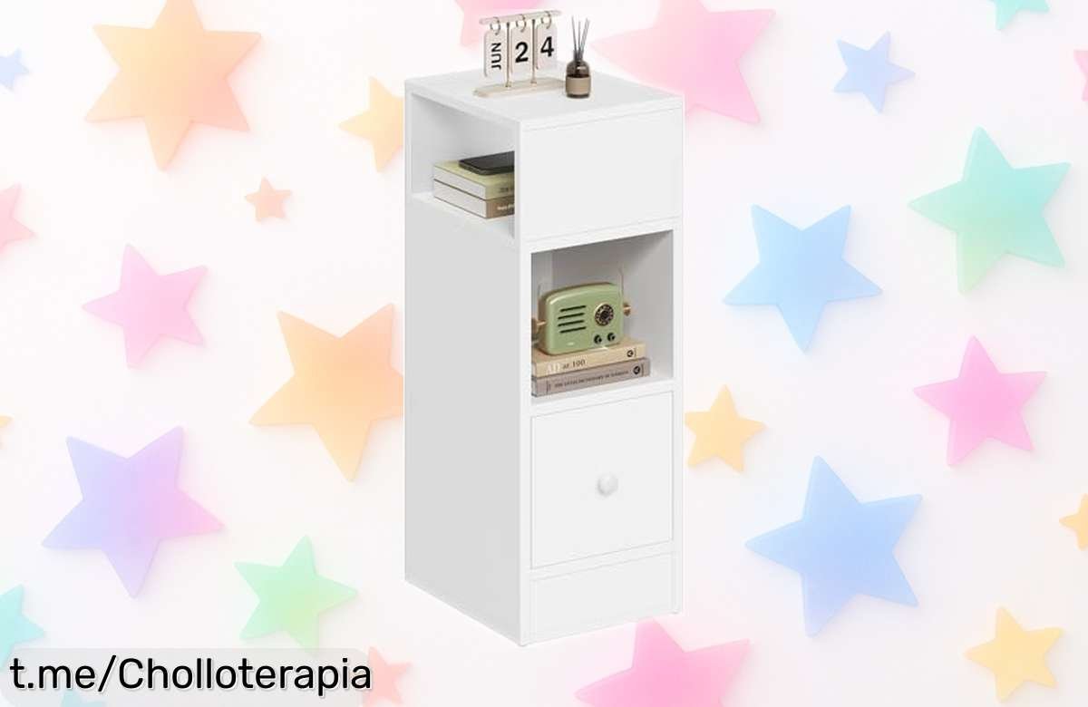 Mesita de noche EUGAD con cajón, perfecta para rincones pequeños; aprovecha este ofertón y dale un toque moderno a tu hogar antes que se acabe. ¡No te lo pierdas!