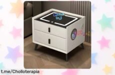 Mesita de noche GXSDYYDS con altavoz Bluetooth y luz LED regulable, ¡rebajada a un precio de locura! Dale vida a tu dormitorio sin complicaciones.
