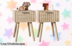 Mesita de noche moderna YMYNY HST014R2 en pack de 2 con cajón: diseño práctico y natural a un precio loco que hará brillar tu habitación. ¡No te quedes sin la tuya!