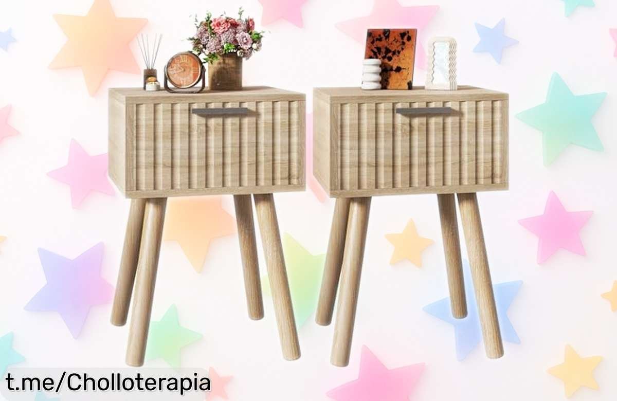 Mesita de noche moderna YMYNY HST014R2 en pack de 2 con cajón: diseño práctico y natural a un precio loco que hará brillar tu habitación. ¡No te quedes sin la tuya!