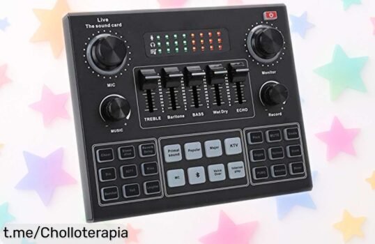 Mezclador de sonido Bluetooth con 16 efectos especiales para móvil: ¡calidad pro y reducción de ruido al precio más loco que jamás has visto! No te lo pierdas, suena increíble.