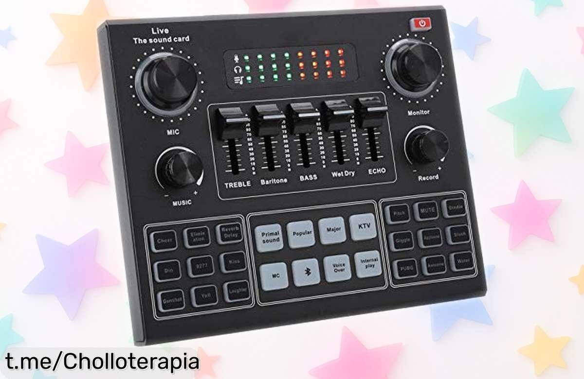 Mezclador de sonido Bluetooth con 16 efectos especiales para móvil: ¡calidad pro y reducción de ruido al precio más loco que jamás has visto! No te lo pierdas, suena increíble.