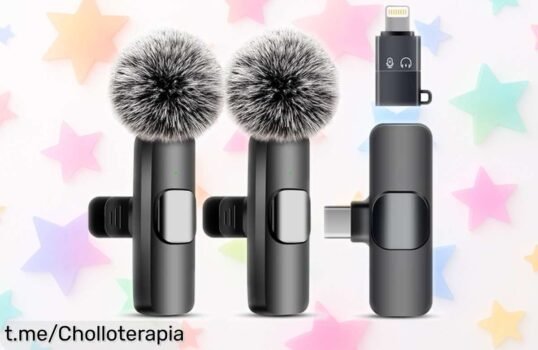 Micrófono inalámbrico Uewpv para móvil y tablet, ¡chollazo! Conecta rápido y graba sonido clarito; oferta limitada que no querrás perderte, tus vídeos lo agradecerán.