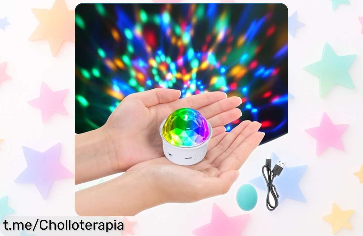 Mini bola de discoteca URAQT que gira 360° y cambia colores: la forma más divertida de animar tus fiestas a un precio increíblemente bajo. ¡No te quedes sin la tuya!