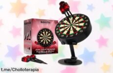 Mini diana Bulli de 15 cm con soporte ajustable: ¡ofertón para alegrar tu escritorio y hacer sonreír a un amante de los dardos! ¡Hazte con ella ya antes de que se acabe!