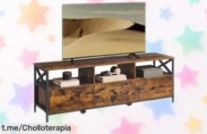 Mueble para TV VASAGLE, estilo industrial y fácil de montar, ¡rebajado a un precio loco! Organiza tu sala con este chollazo que no querrás dejar escapar.