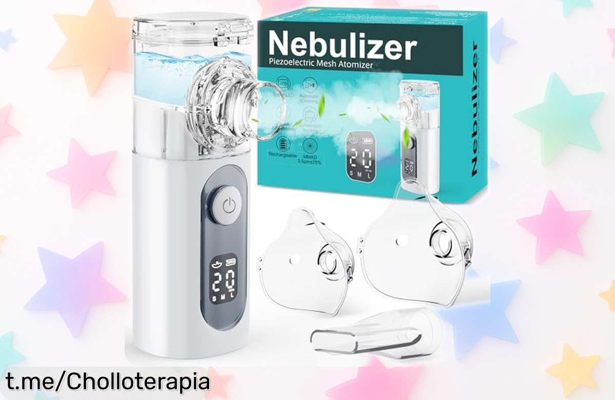 Nebulizador portátil recargable para toda la familia con 2 máscaras y boquilla, ¡una oferta que no puedes dejar escapar! Tu salud a un precio bajísimo ya es posible.