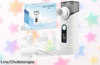 Nebulizador portátil recargable por USBC con 2 máscaras y boquilla a un precio loco, ¡un ofertón silencioso que hará sonreír a toda la familia!