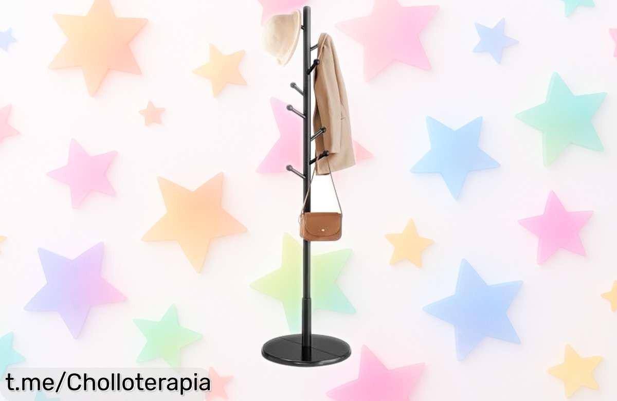 Organiza tu hogar con el perchero de madera VASAGLE RCR007P33, diseño encantador y 8 ganchos a un precio rebajado; ¡la solución perfecta para tus chaquetas y sombreros ya está aquí!