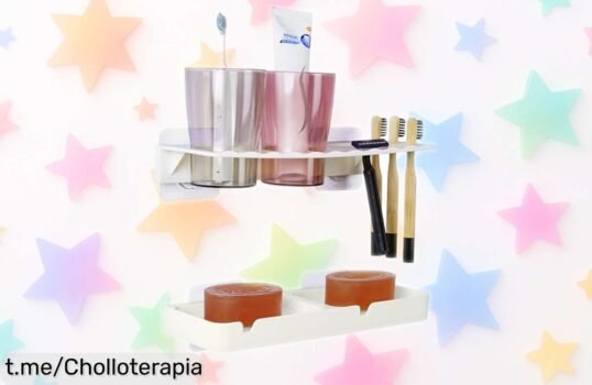 Organizador de baño Belle Vous: el set que se adhiere sin taladro y acaba de bajar a un precio brutal para tener todo ordenado al alcance, ¡hazte con él antes que desaparezca!