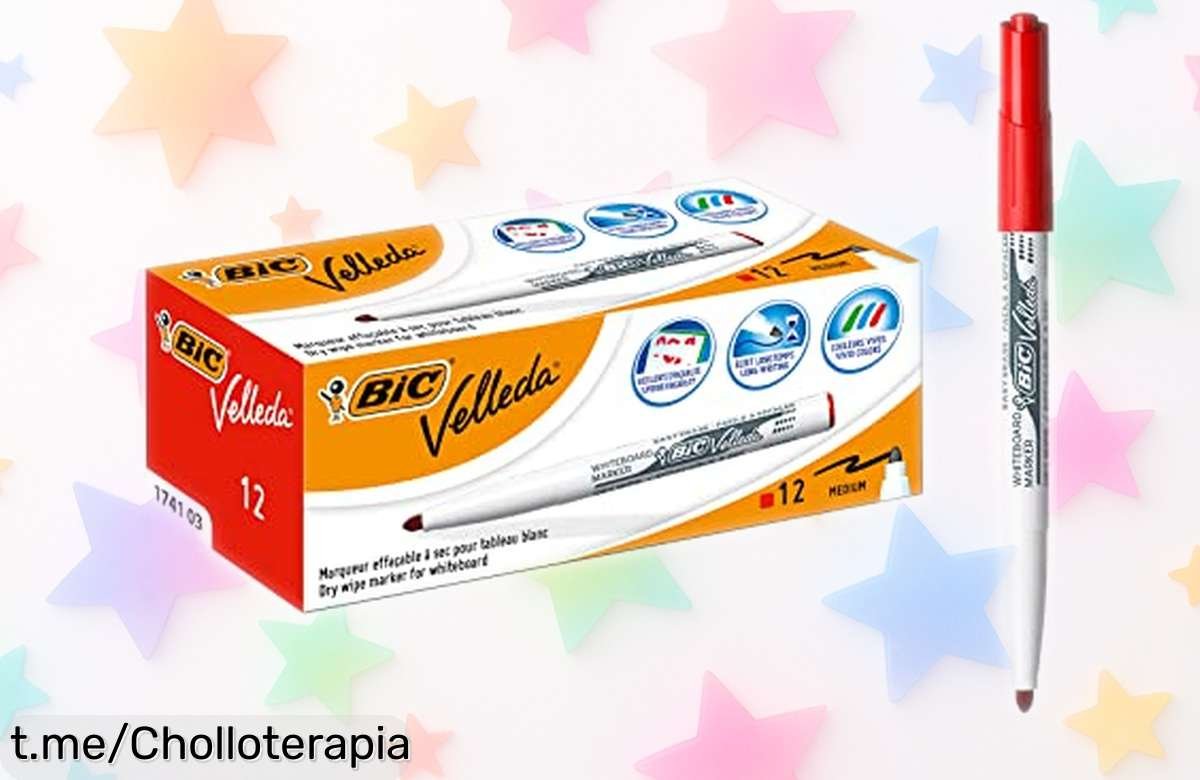 Pack de 12 marcadores para pizarra BIC Velleda 1741 a un precio loco, ideales para que tus ideas brillen sin líos. ¡No te quedes sin ellos y deja volar tu imaginación!