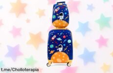 Pack de 2 maletas RELAX4LIFE para niños, ultra resistentes y con ruedas que giran a 360°. ¡Hazte ya con este ofertón y llena de aventuras los viajes de tus peques!