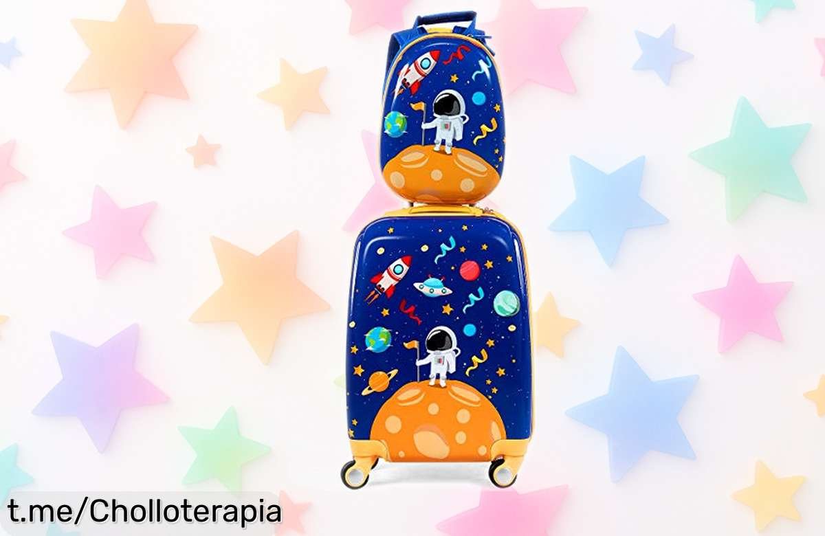 Pack de 2 maletas RELAX4LIFE para niños, ultra resistentes y con ruedas que giran a 360°. ¡Hazte ya con este ofertón y llena de aventuras los viajes de tus peques!