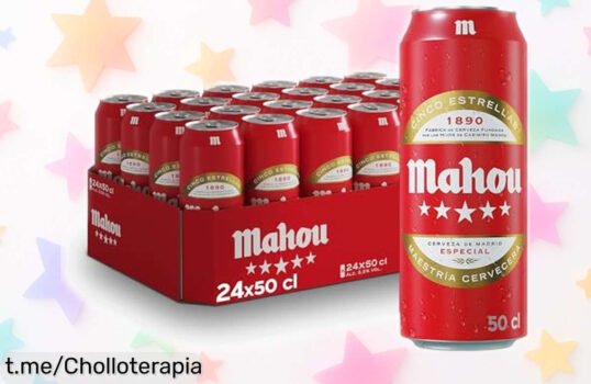 Pack de 24 latas de Mahou 5 Estrellas, la cerveza dorada que solo hoy tiene un precio brutal. ¡No pierdas la oportunidad de disfrutar momentos inolvidables con tus amigos!