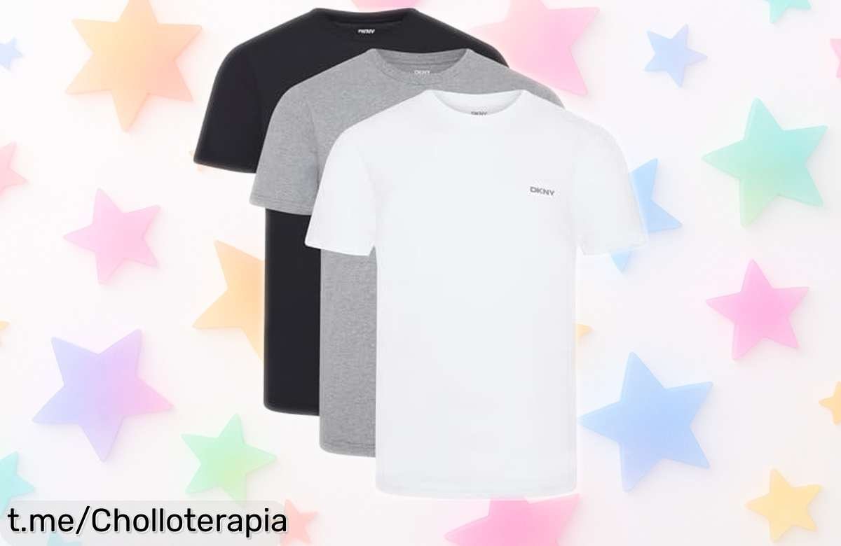 Pack de 3 camisetas DKNY para hombre a precio loco, ¡diseñadas para durar! Renueva tu armario ya y no te quedes sin ellas.