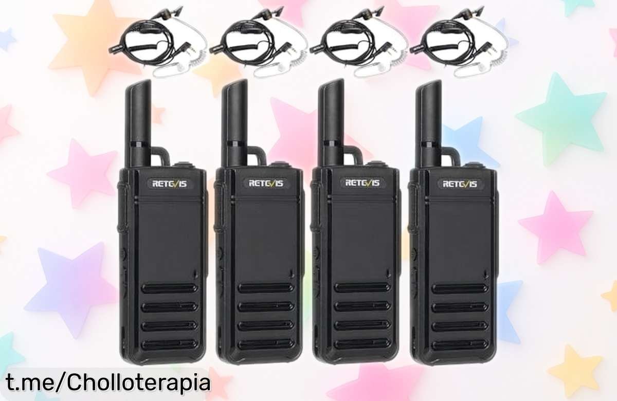 Pack de 4 walkie talkies Retevis RB639, ¡rebajados y con función VOX para hablar sin manos! No dejes pasar esta oportunidad única que hará tu día a día más divertido.