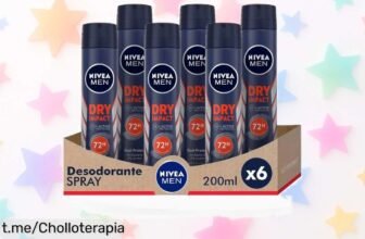 Pack de 6 desodorantes NIVEA MEN Dry Impact Spray, ¡la frescura que dura todo el día a un precio de risa! Asegúrate bienestar y energía sin gastar más.