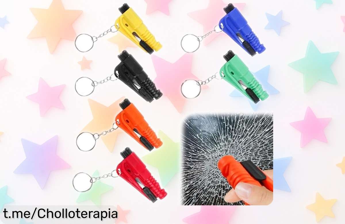 Pack de 6 llaveros para coche con cortador y martillo: ¡un seguro extra que podrás llevar siempre contigo a un precio increíblemente bajo! No te quedes sin el tuyo.