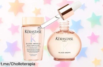 Pack de champú y gotas Kérastase Gloss Absolu para brillo intenso y anti-frizz a precio loco, ¡déjate el pelo como nuevo sin complicaciones! Date prisa, es un chollazo imperdible.