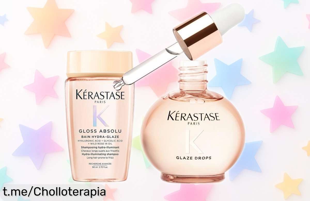 Pack de champú y gotas Kérastase Gloss Absolu para brillo intenso y anti-frizz a precio loco, ¡déjate el pelo como nuevo sin complicaciones! Date prisa, es un chollazo imperdible.