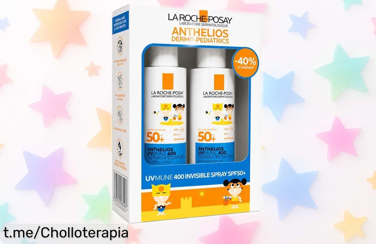 Pack de dos sprays La Roche Posay Anthelios SPF50+ para niños a un precio increíble que te hará sonreír: ¡protege su piel delicada antes de que se agoten!
