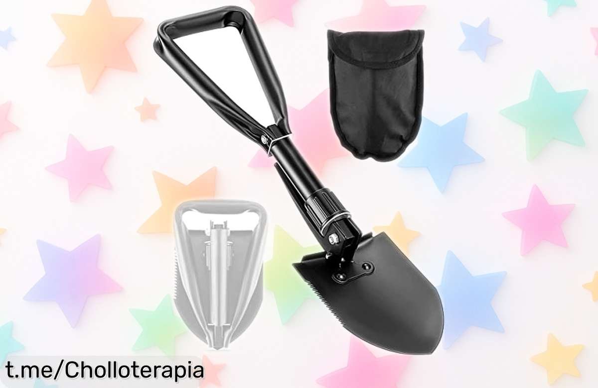 Pala plegable de acero al carbono ligera y resistente para tus aventuras: ¡Chollazo que ocupa poco espacio y está lista cuando la necesitas!