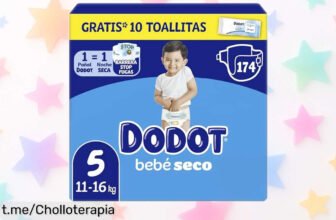 Pañales Dodot bebé seco en pack grande con regalo de toallitas: ¡ofertón que te regala noches tranquilas y sin preocupaciones! No dejes pasar esta oportunidad única.