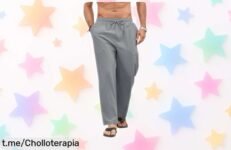 Pantalón de lino para hombre que te hará sentir fresquito y cómodo todo el día, ¡no dejes pasar este ofertón veraniego imperdible!