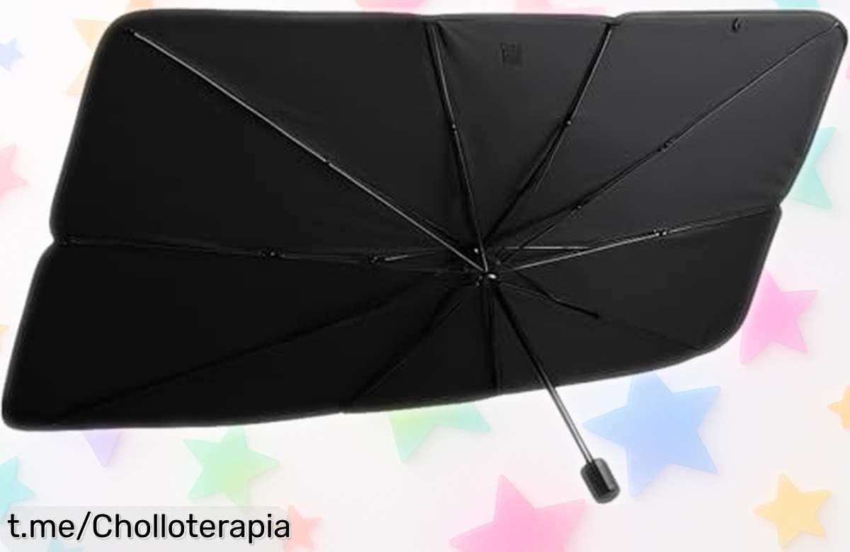 Parasol tipo paraguas para coche, fácil de poner y guardar: ¡una oferta irresistible que protegerá tu auto del calor este verano!