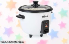 Pequeña y compacta olla arrocera Tristar RK6142 que se apaga sola para un arroz perfecto y caliente, ¡ofertón increíble a precio tirado! No dejes pasar esta oportunidad deliciosa.