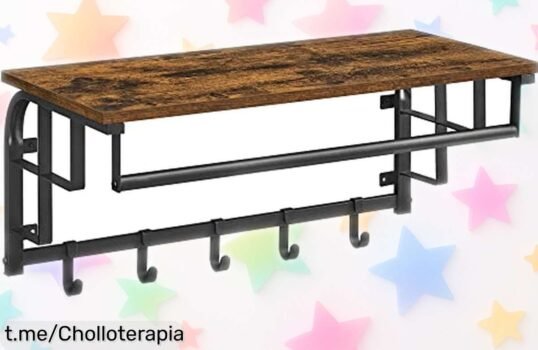 Perchero de pared vasagle con 5 ganchos extraíbles y estante, ¡ofertón irresistiblemente bajo que reorganiza tu hogar ahora mismo!
