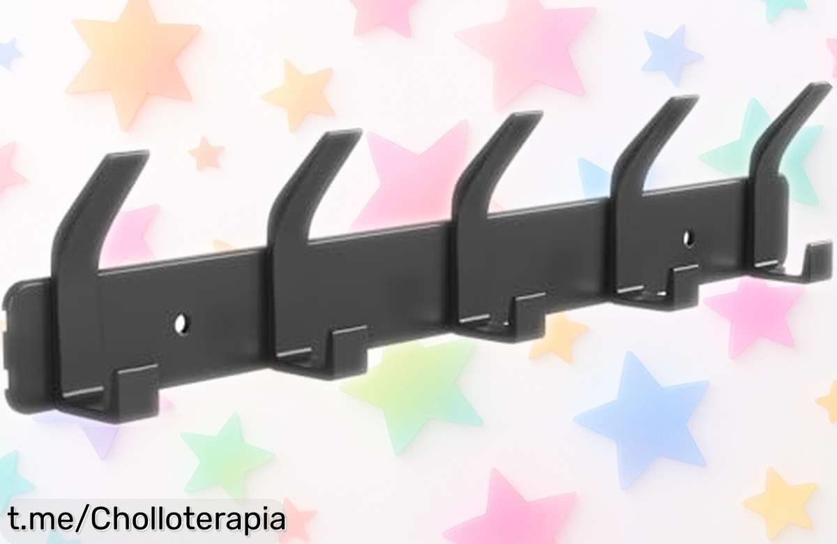 Perchero para puerta Sarsumir con 5 ganchos dobles, práctico y resistente; ¡no dejes pasar este ofertón que hará tu vida más fácil y ordenada ya!