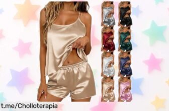 Pijama de satén Haolei para mujer, ¡con descuento brutal y a precio de risa! Relájate con estilo en casa y siente la frescura como nunca antes. ¡No te lo pierdas!