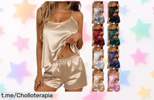 Pijama de satén Haolei para mujer, ¡con descuento brutal y a precio de risa! Relájate con estilo en casa y siente la frescura como nunca antes. ¡No te lo pierdas!