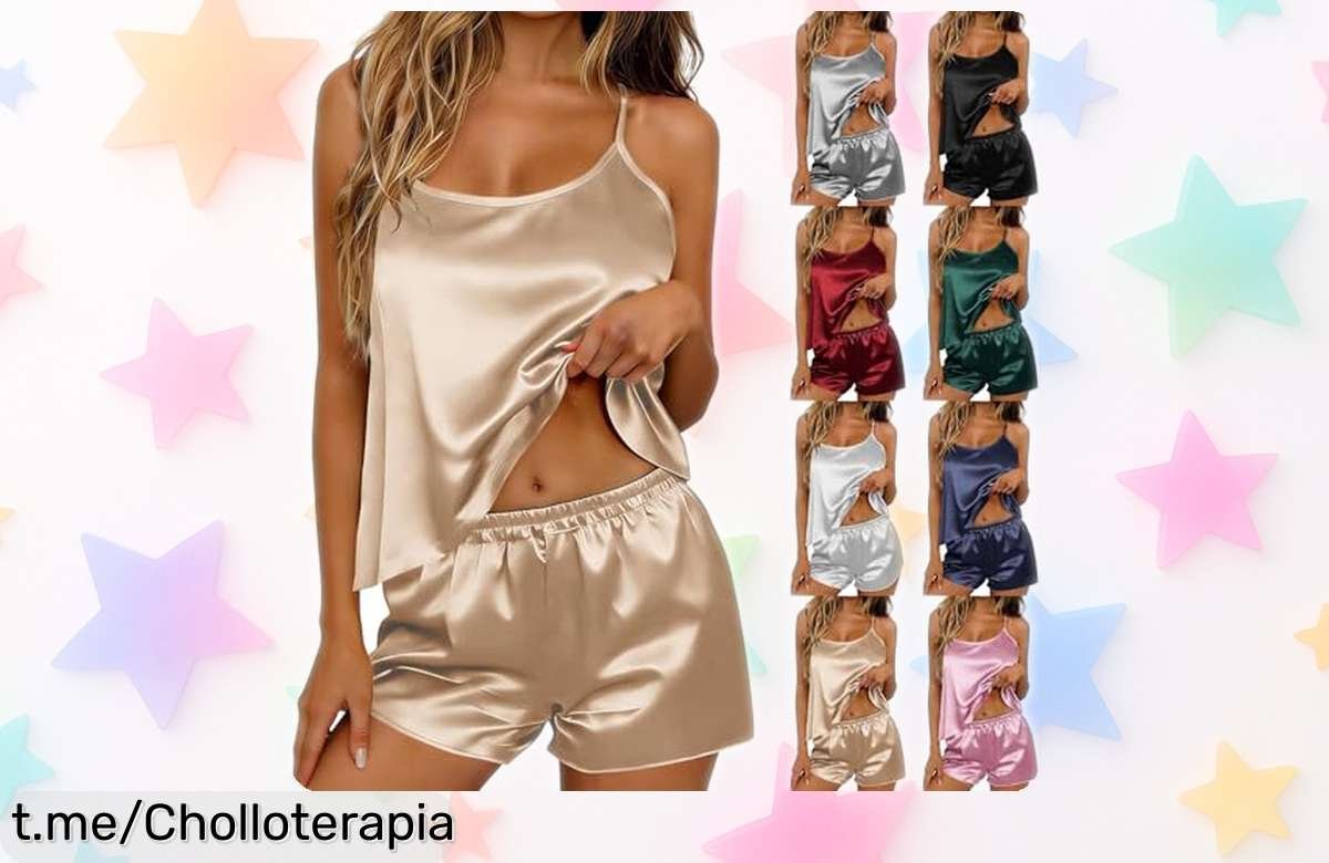 Pijama de satén Haolei para mujer, ¡con descuento brutal y a precio de risa! Relájate con estilo en casa y siente la frescura como nunca antes. ¡No te lo pierdas!