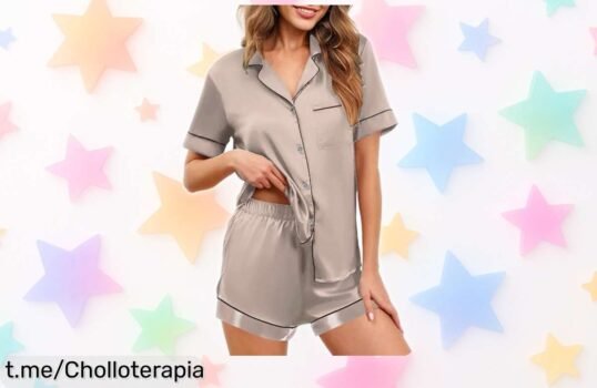 Pijama de satén NLAND para mujer con botones y bolsillos, ahora a precio regalado: ¡relájate como te mereces sin vaciar tu cartera!