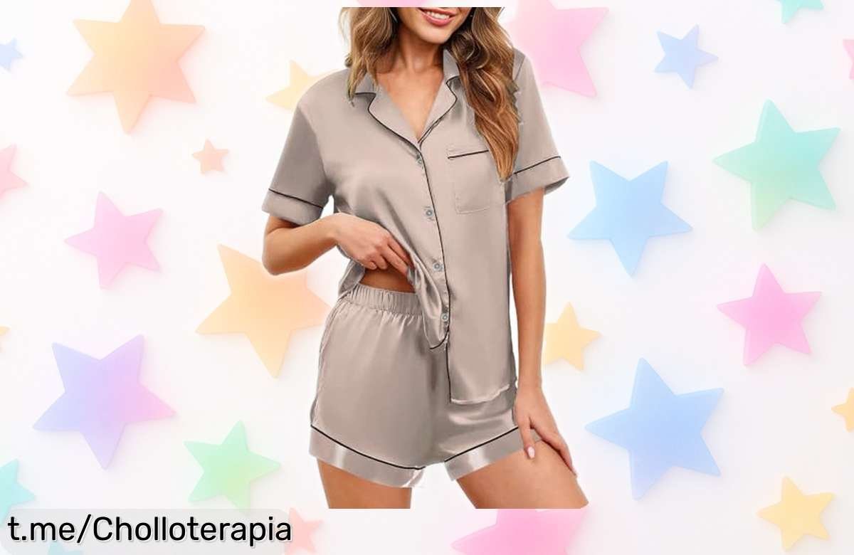 Pijama de satén NLAND para mujer con botones y bolsillos, ahora a precio regalado: ¡relájate como te mereces sin vaciar tu cartera!